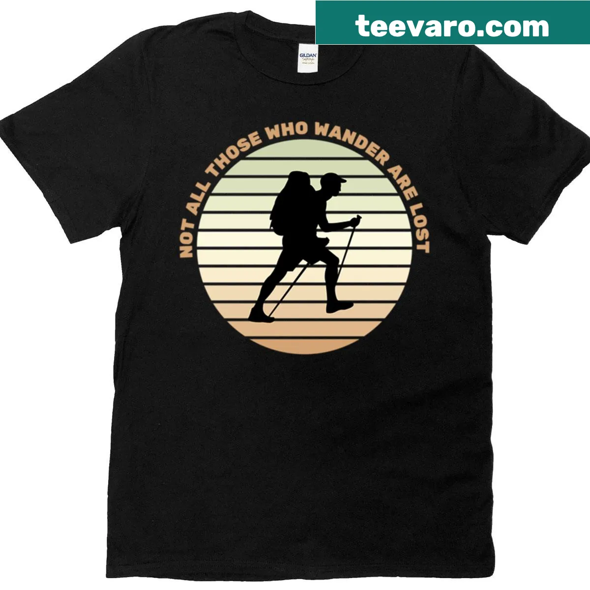 T-shirt featuring the quote 'Not All Those Who Wander Are Lost' in whimsical typography — on a men's t-shirt