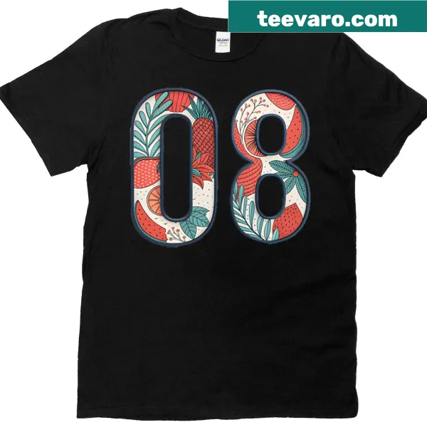 Minimalist T-shirt featuring the numeral 08 prominently displayed