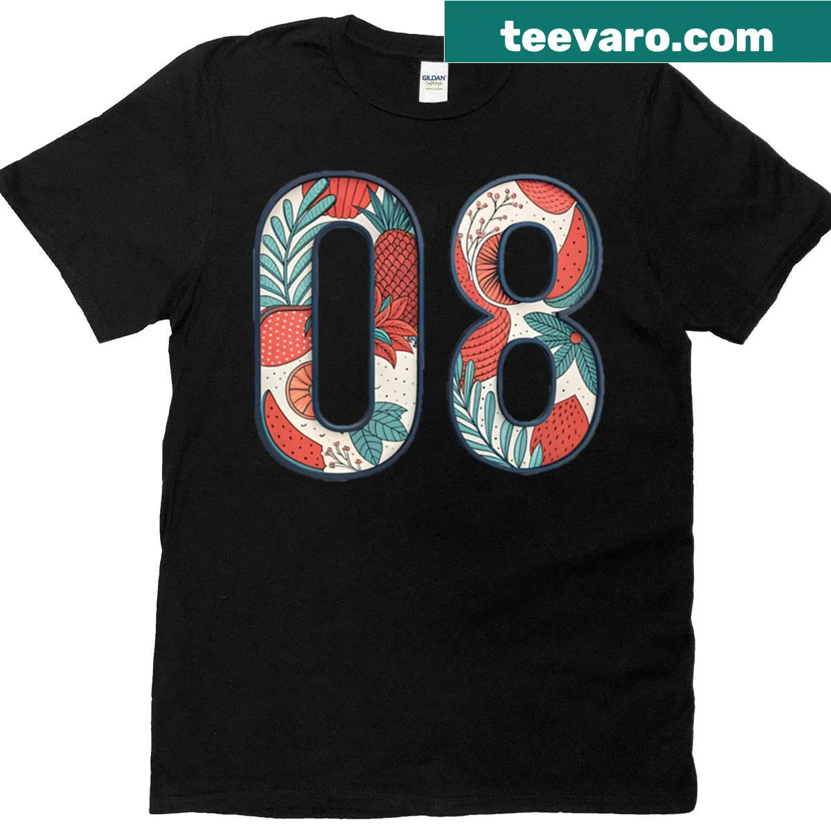 Minimalist T-shirt featuring the numeral 08 prominently displayed — on a men's t-shirt