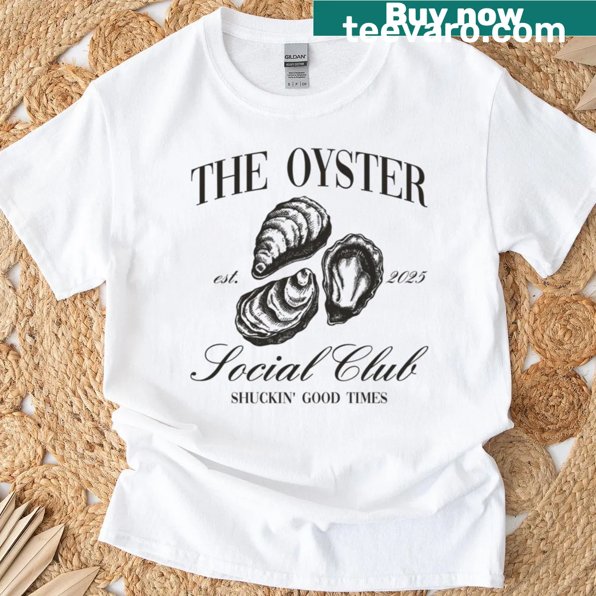 Retro design featuring Oyster Roast Social Club — on a men's t-shirt