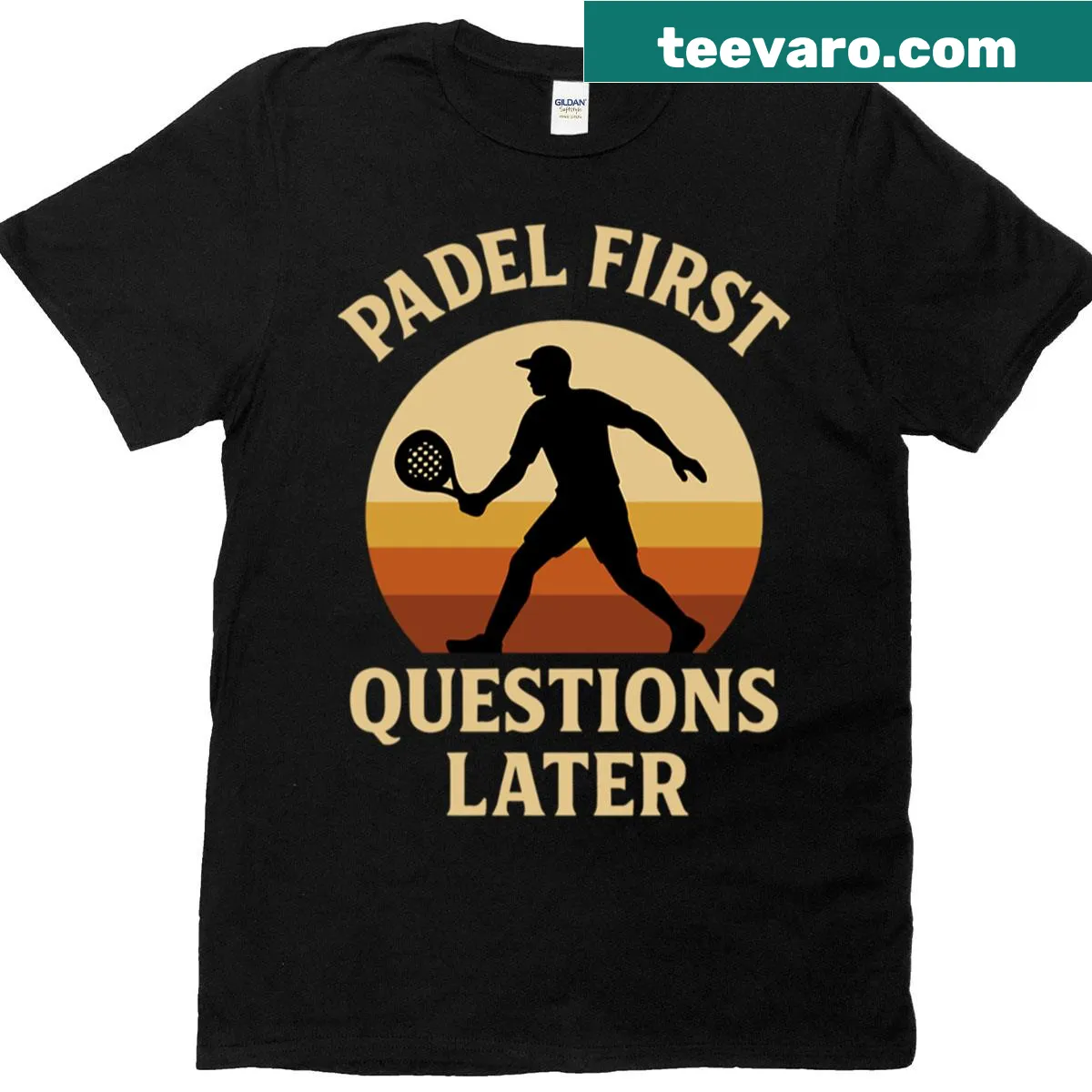 Humorous padel tennis themed t-shirt — on a men's t-shirt