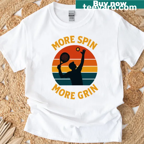 Tennis T-shirt with playful graphic about spin and fun