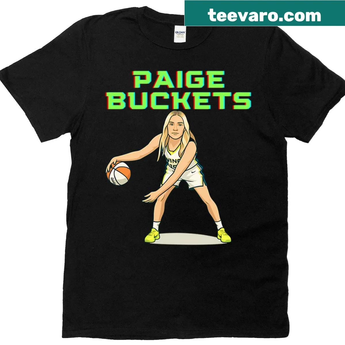 WNBA Paige Bueckers t-shirt with dynamic graphic — on a men's t-shirt