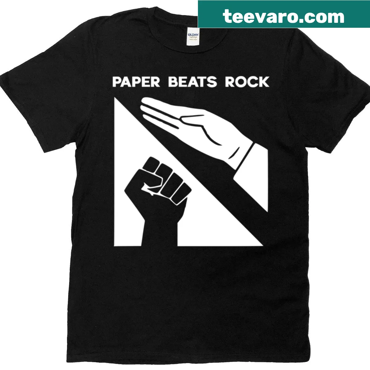 Fun Paper Beats Rock t-shirt with playful graphic — on a men's t-shirt