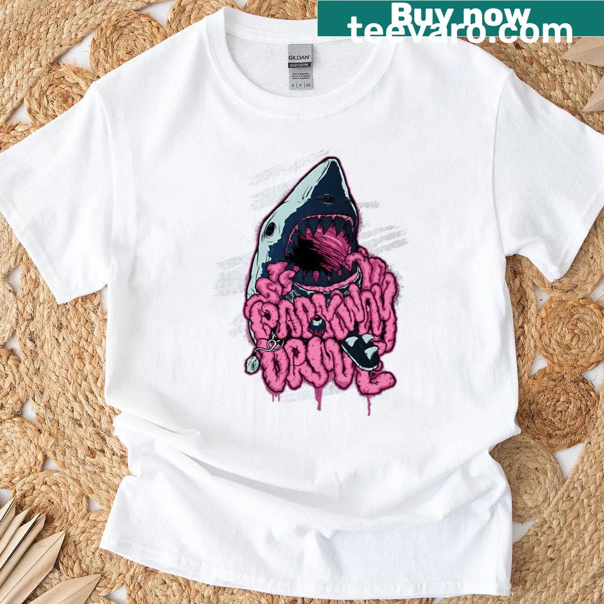 T-shirt featuring Parkway Drive band logo — on a men's t-shirt