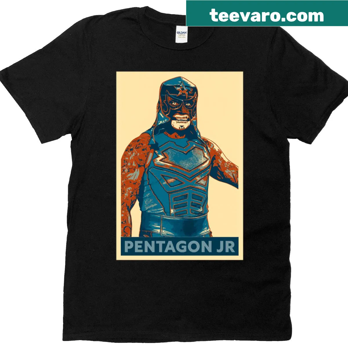Pentagon Jr T-shirt with bold name design — on a men's t-shirt