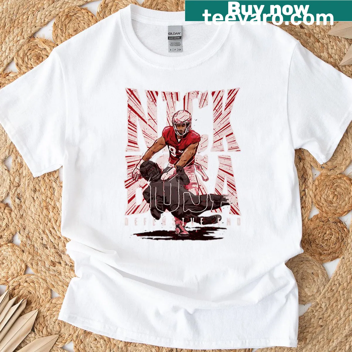 T-shirt featuring Player 97 graphic celebrating defensive touchdown — on a men's t-shirt