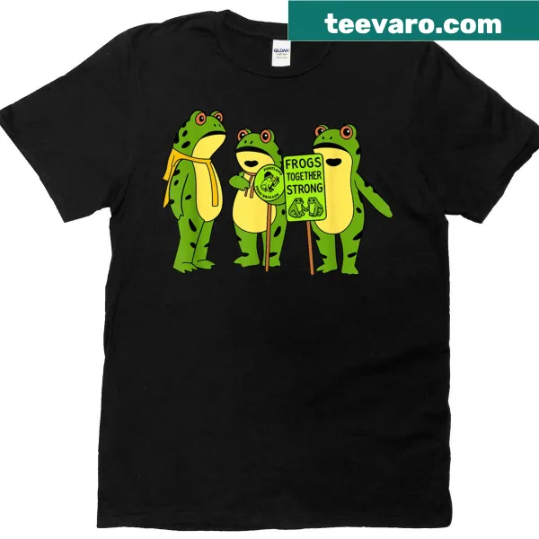 Funny Frog Brigade t-shirt featuring illustrated frogs