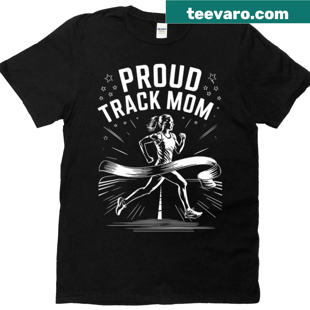 Inspirational typography for track moms on t-shirt — on a men's t-shirt