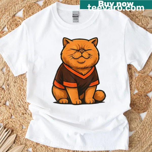 Cute cartoon T-shirt featuring an illustration of Pudge the Cat