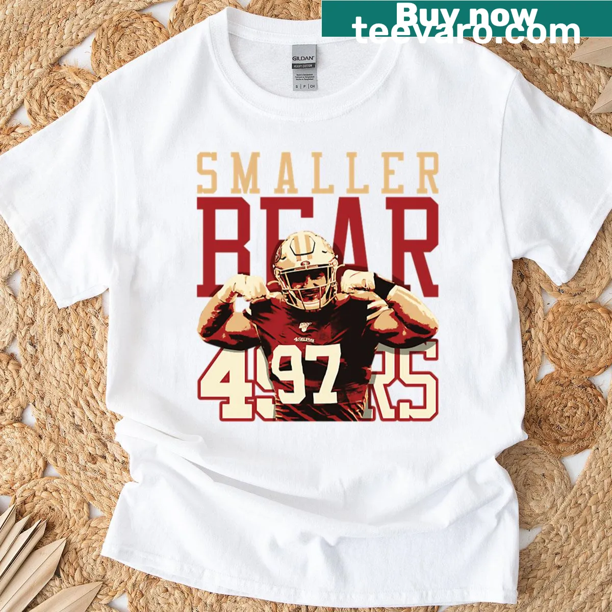 Football t-shirt featuring quarterback-themed typography — on a men's t-shirt