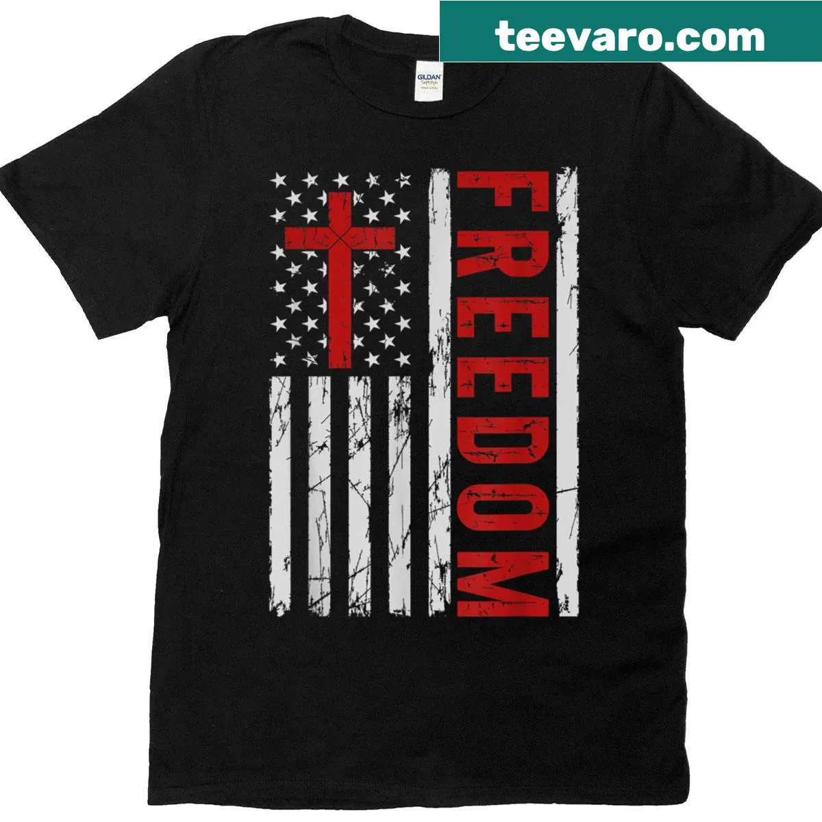 Vintage American flag t-shirt with grunge style — on a men's t-shirt