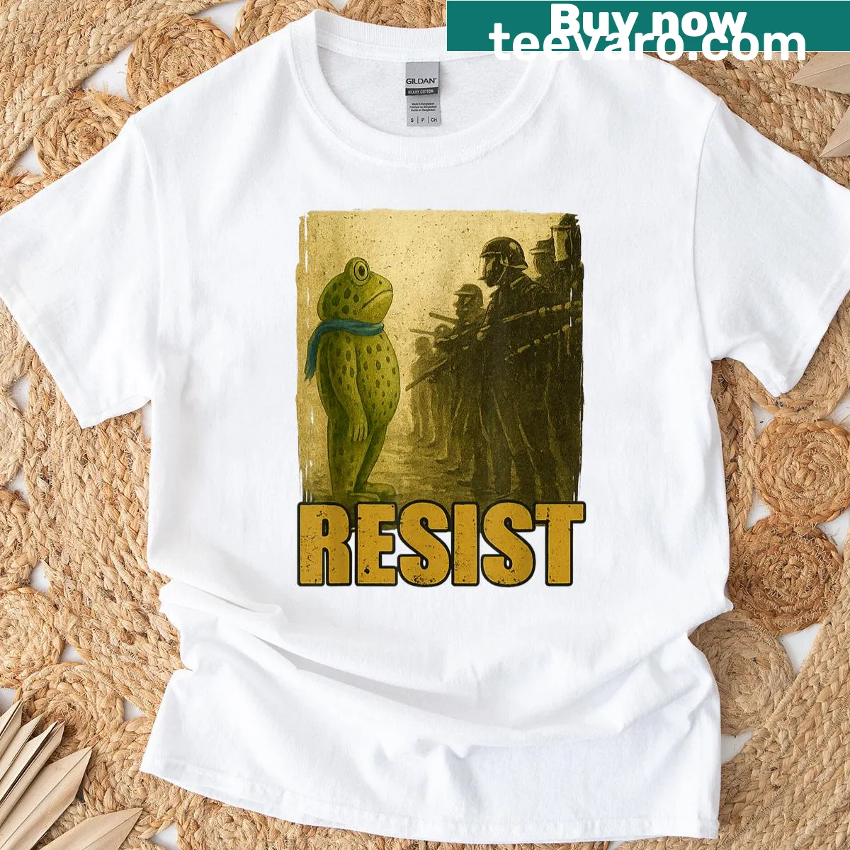 Supportive 'I Stand With Frog' t-shirt design — on a men's t-shirt
