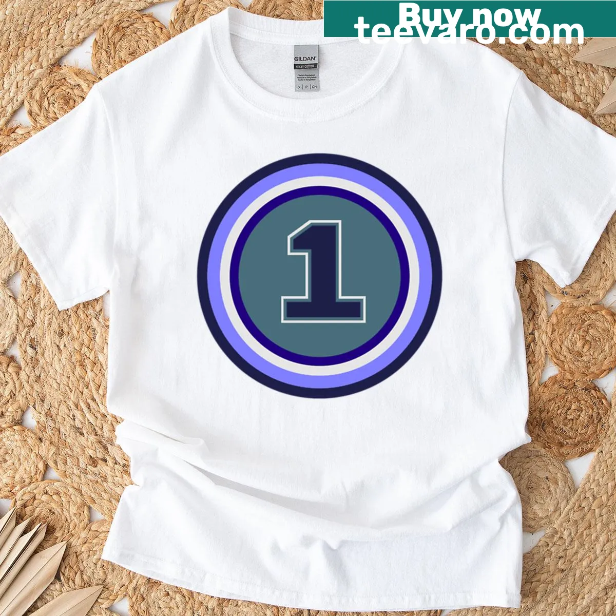 Sport-inspired graphic featuring the number 'One' — on a men's t-shirt