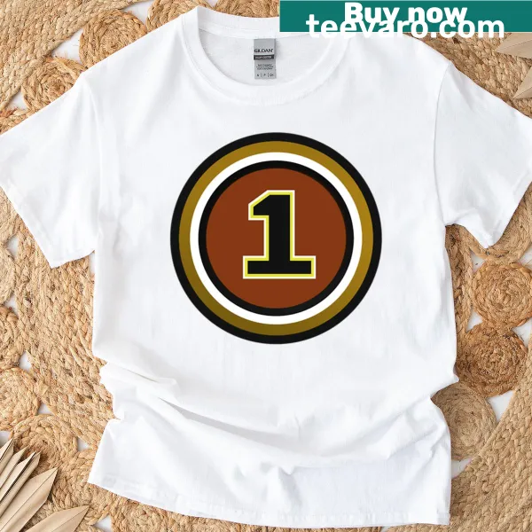 Retro sports T-shirt in brown with bold graphic design