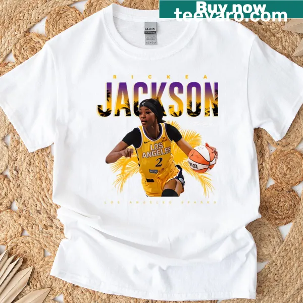 Los Angeles Sparks T-shirt featuring Rickea Jackson's name and logo