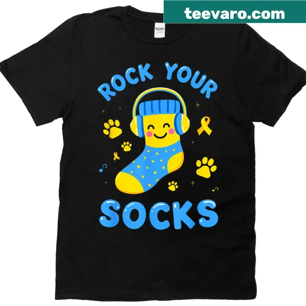 Down Syndrome awareness T-shirt with text Rock Your Socks