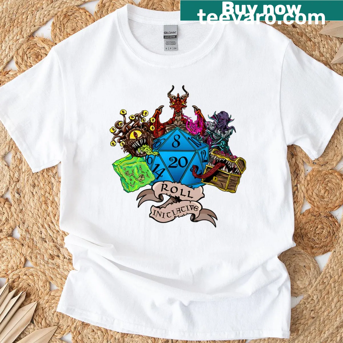 T-shirt with the phrase 'Roll Initiative' for tabletop gamers — on a men's t-shirt