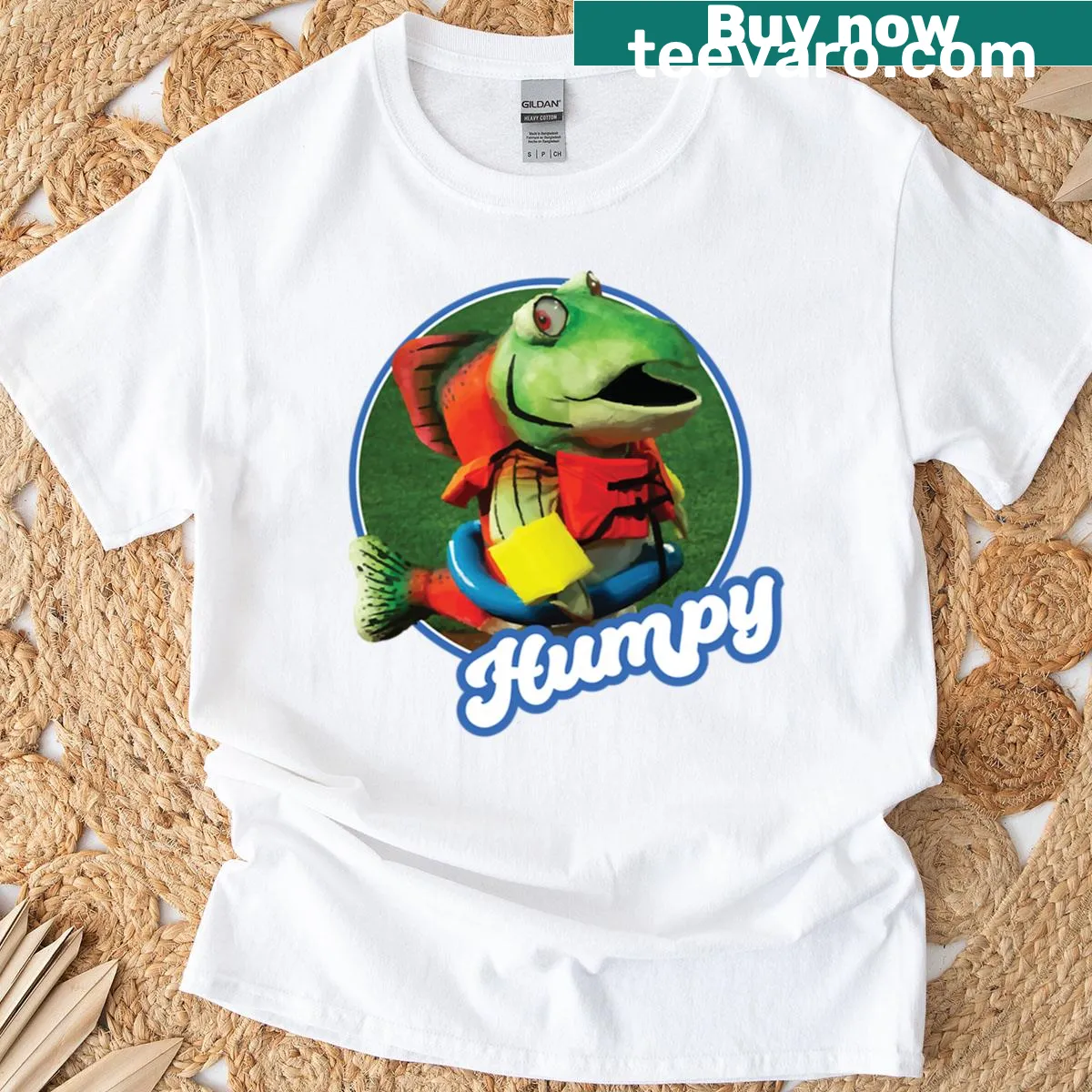 T-shirt depicting salmon during their spawning run — on a men's t-shirt