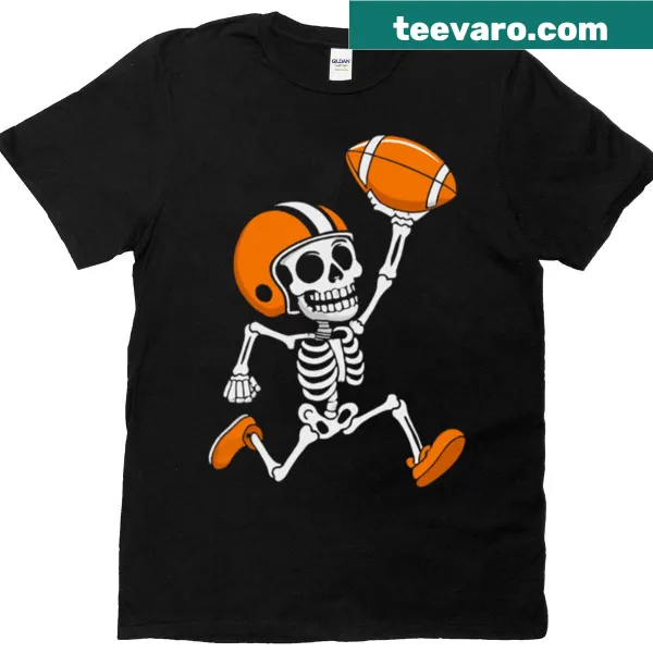 Skeleton football player graphic for Halloween-themed T-shirt