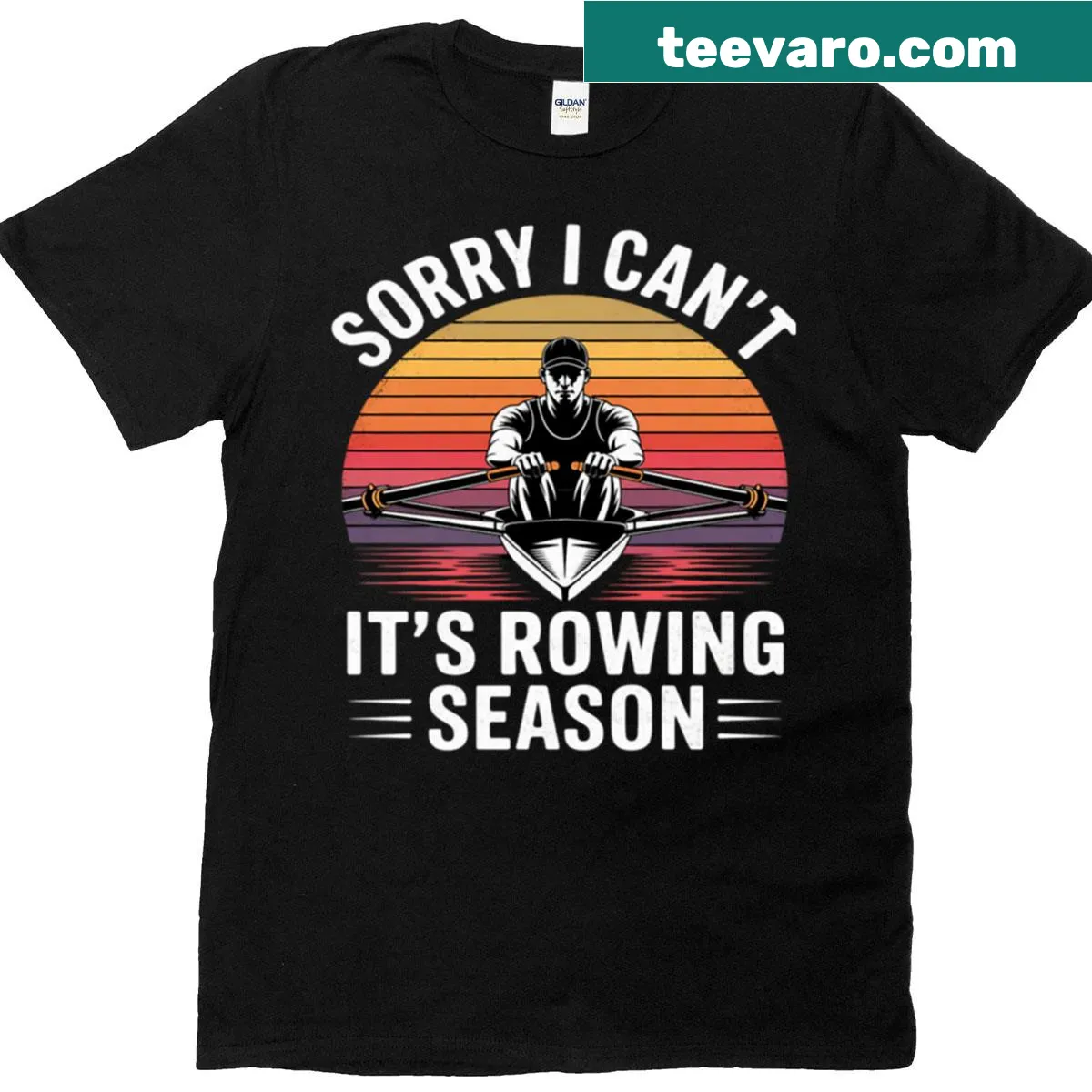Funny rowing season t-shirt with bold text — on a men's t-shirt