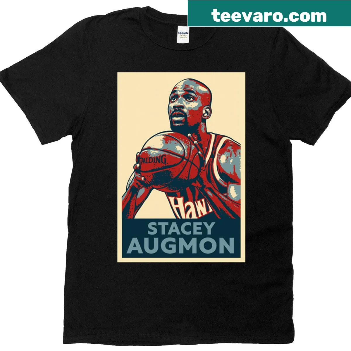 Bold text graphic featuring Stacey Augmon on a t-shirt — on a men's t-shirt