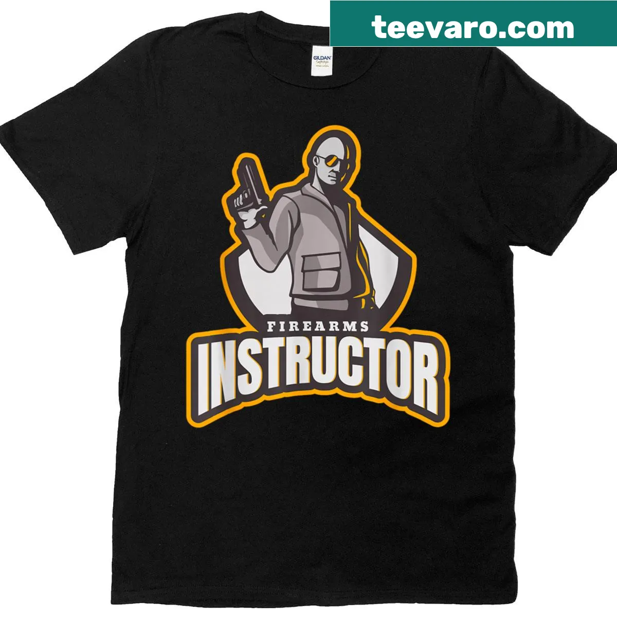 Illustrative design for firearms instructors with a humorous twist — on a men's t-shirt