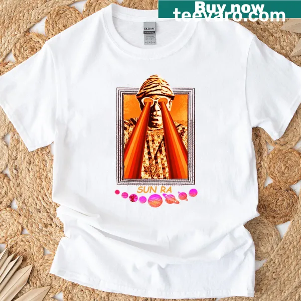 T-shirt honoring Sun Ra with whimsical illustrations