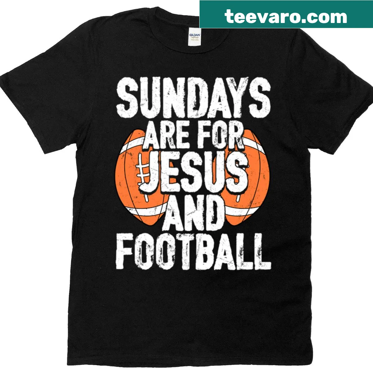 Faith and football-themed design for Sundays — on a men's t-shirt