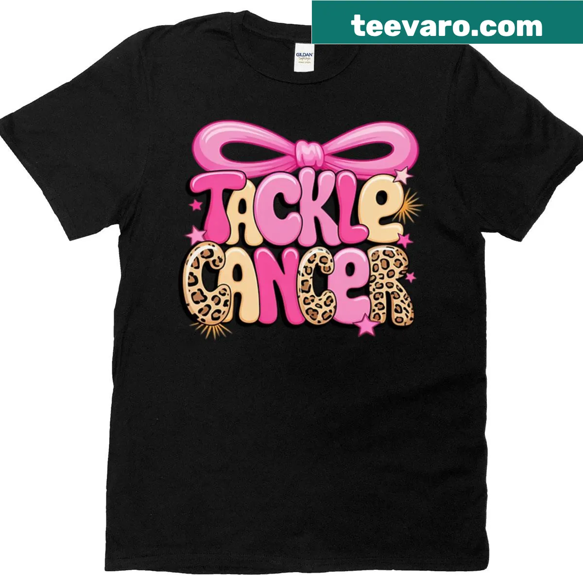 Awareness T-shirt featuring breast cancer support graphics and football theme — on a men's t-shirt
