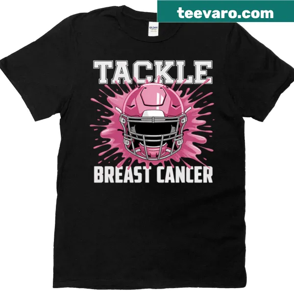 Breast cancer awareness football t-shirt with pink ribbon