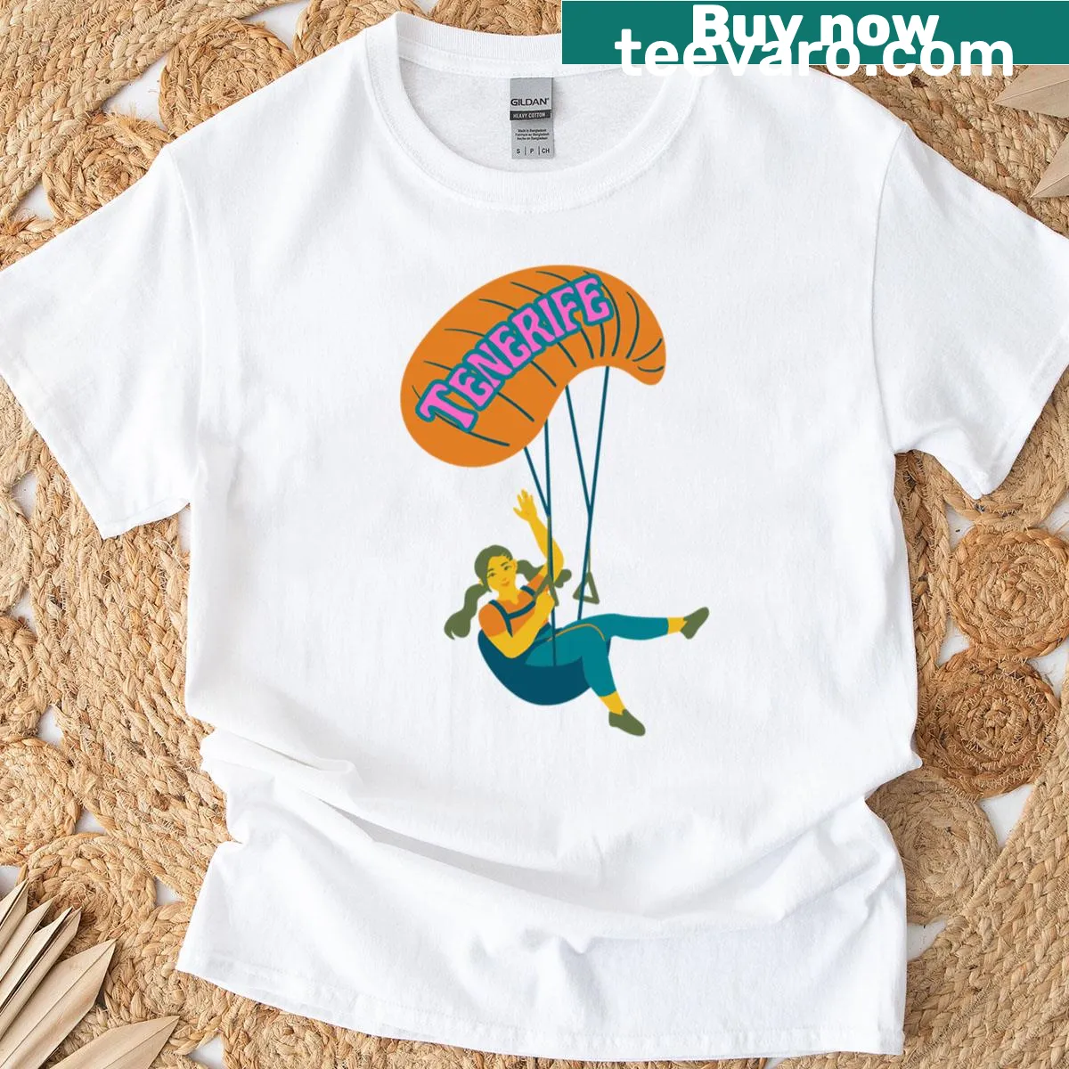 T-shirt featuring paragliding design inspired by Tenerife — on a men's t-shirt