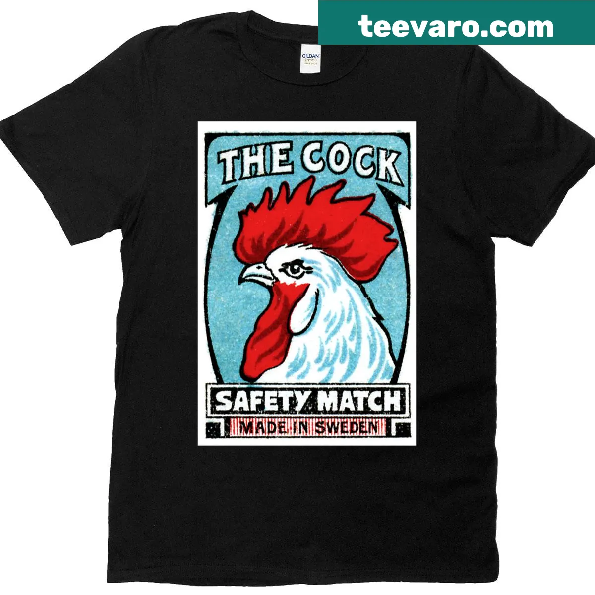 Graphic t-shirt featuring a humorous matchbox design. — on a men's t-shirt