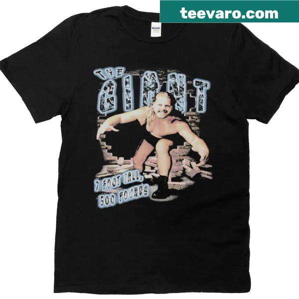 Vintage distressed wrestling icon t-shirt featuring a giant wrestler