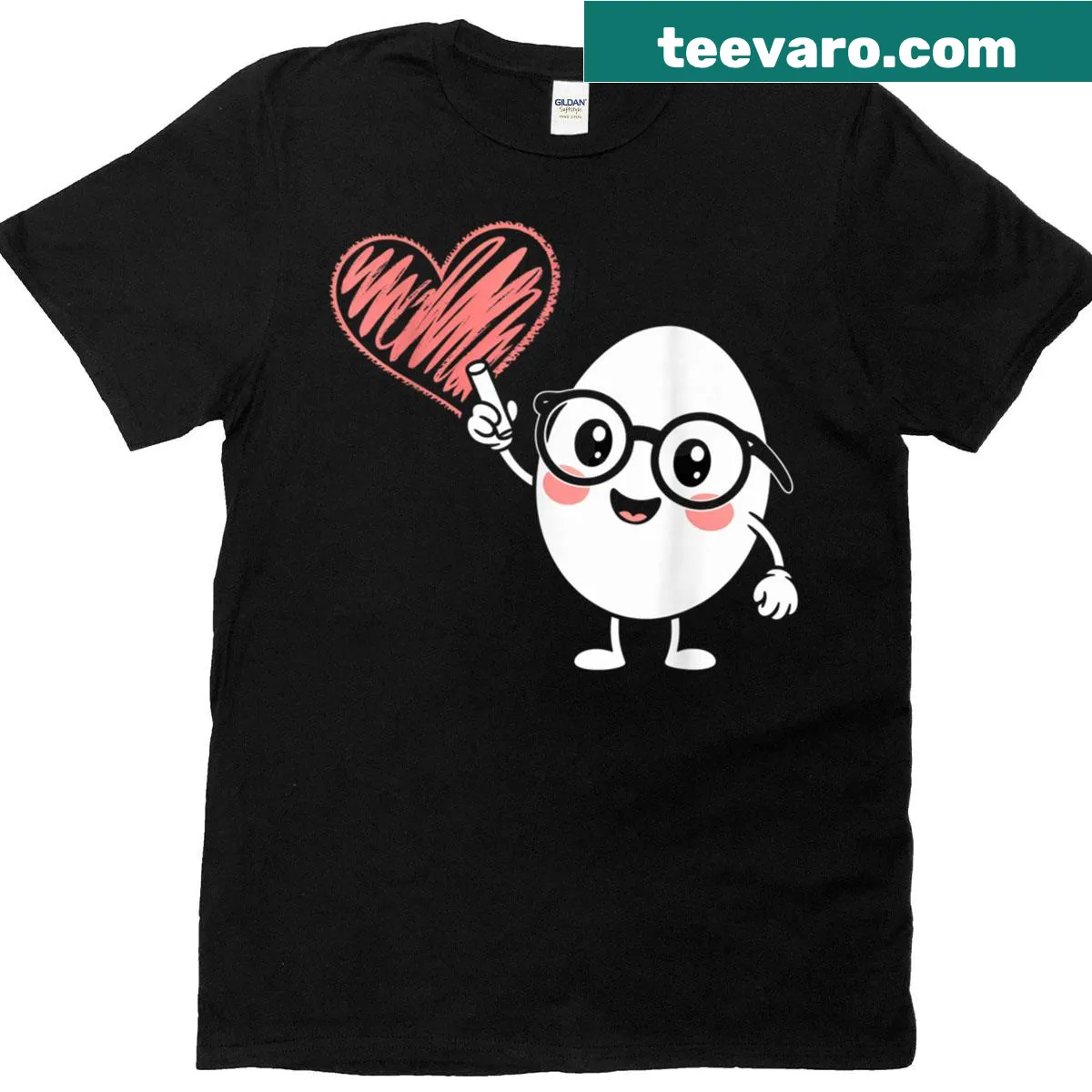 Whimsical egg design and text for a teacher's Halloween t-shirt — on a men's t-shirt