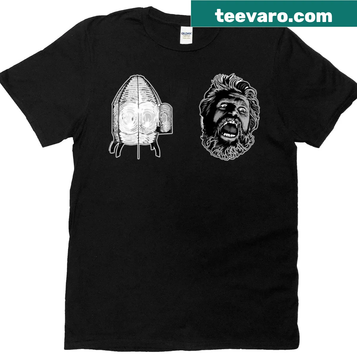 Illustration of a lighthouse on a t-shirt — on a men's t-shirt
