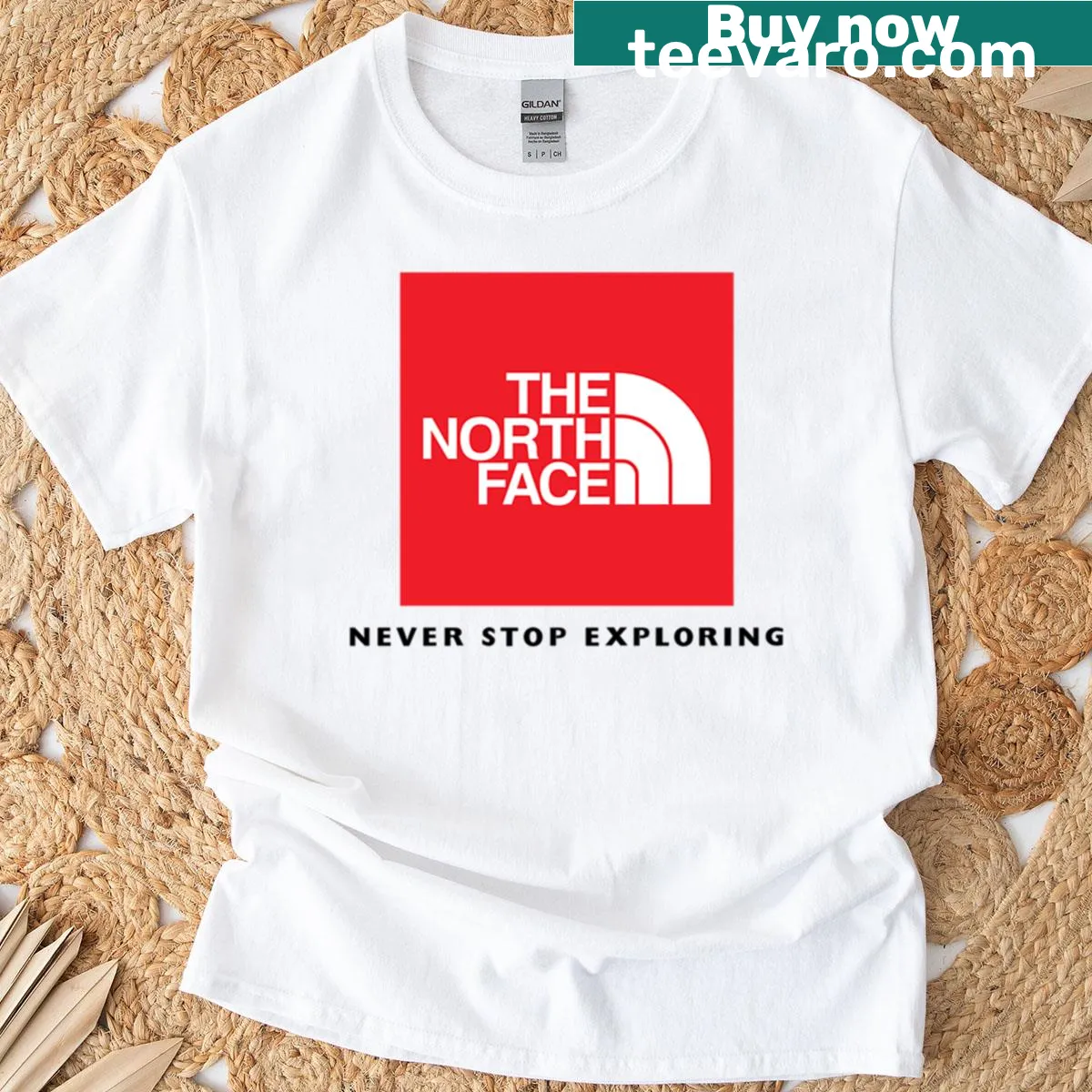 Inspirational T-shirt with bold text 'The Never Stop' — on a men's t-shirt