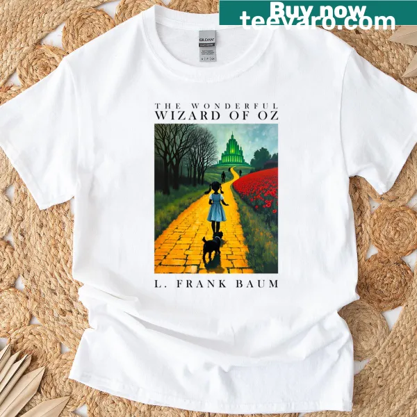 Whimsical design inspired by the Wizard of Oz on a T-shirt.