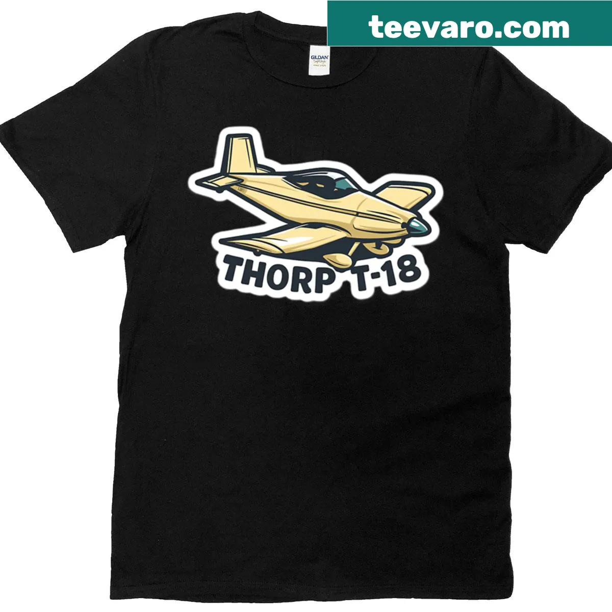 Illustration of the Thorp T-18 homebuilt aircraft on a t-shirt — on a men's t-shirt