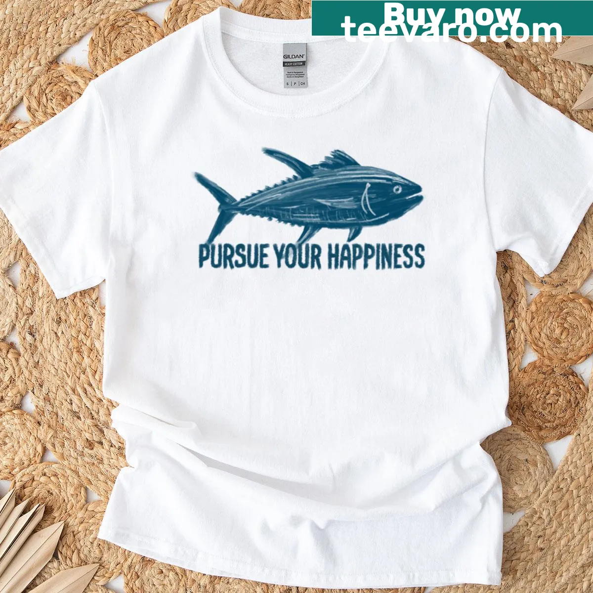 Inspirational quote about tuna fishing on T-shirt — on a men's t-shirt