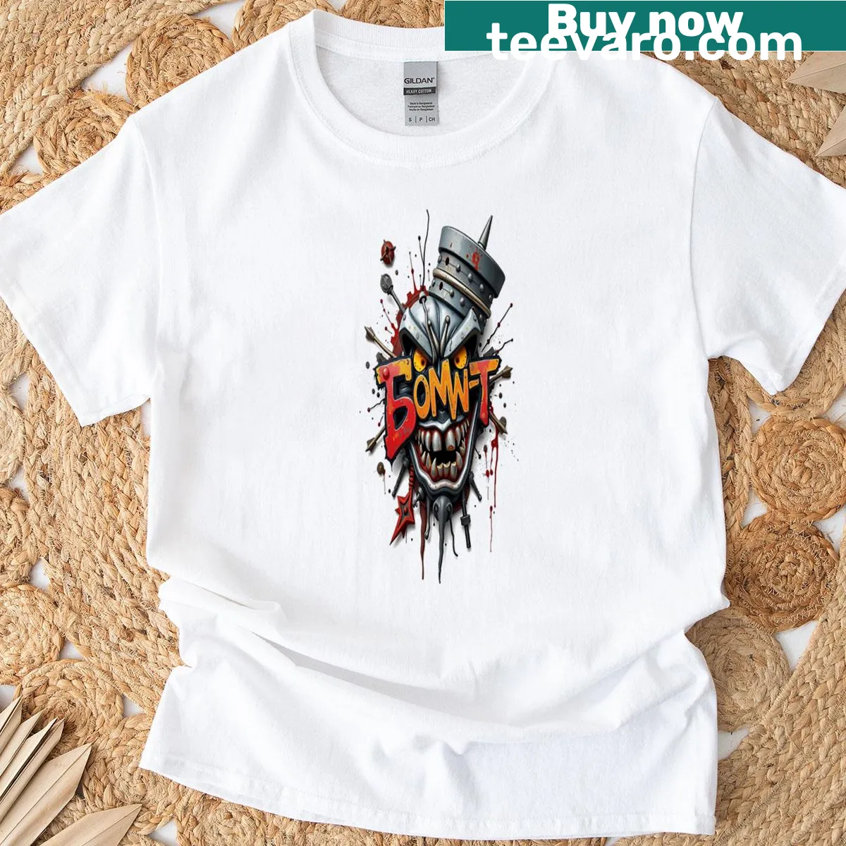 Graffiti-style T-shirt inspired by Twisted Metal video game — on a men's t-shirt