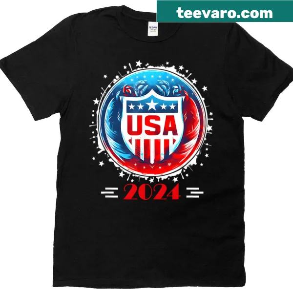 Patriotic USA 2024 T-shirt with sports theme
