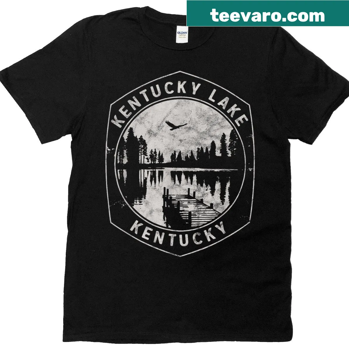 Vintage Kentucky Lake graphic t-shirt capturing outdoor adventures — on a men's t-shirt
