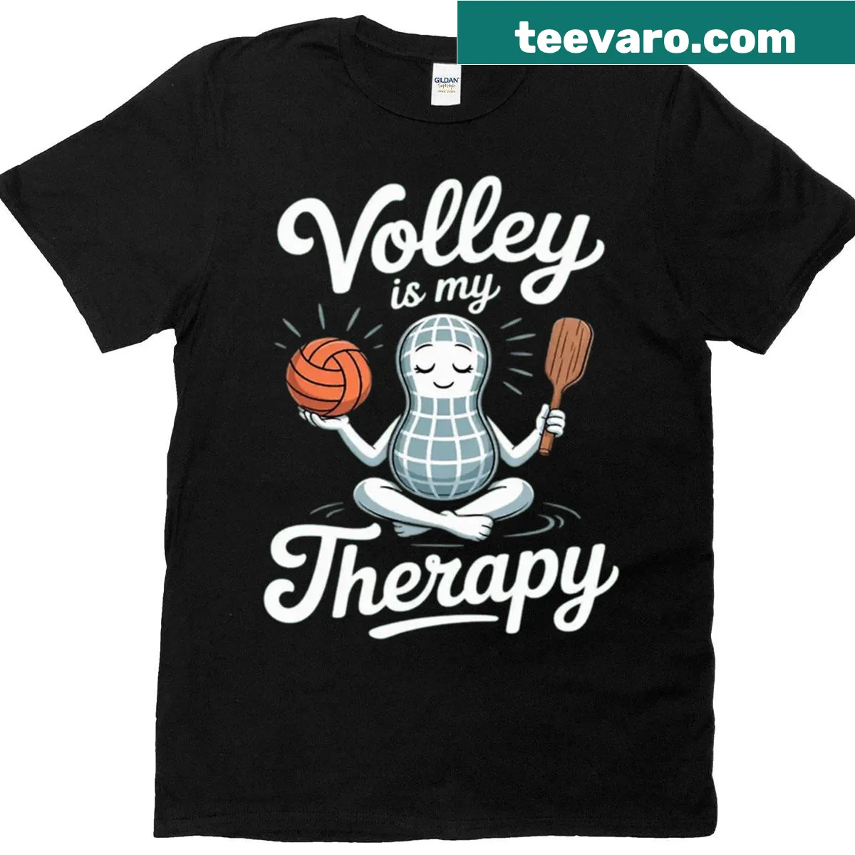 Funny T-shirt featuring 'Volley Is My Therapy' text — on a men's t-shirt