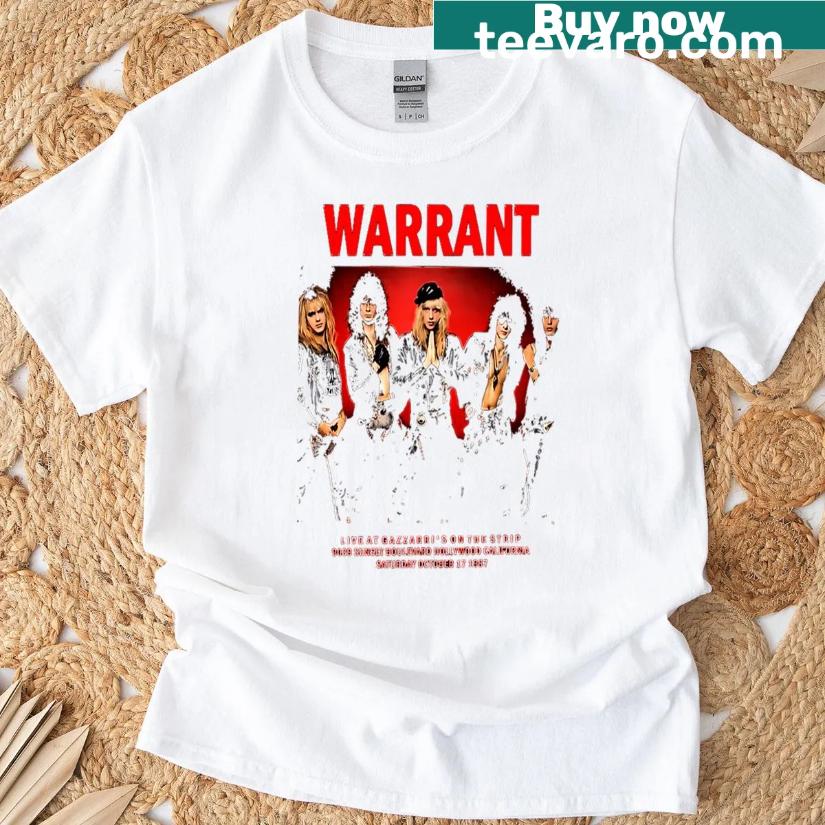 T-shirt featuring a bold logo design. — on a men's t-shirt
