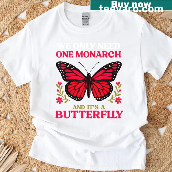 T-shirt featuring a butterfly illustration and a nature-themed phrase.