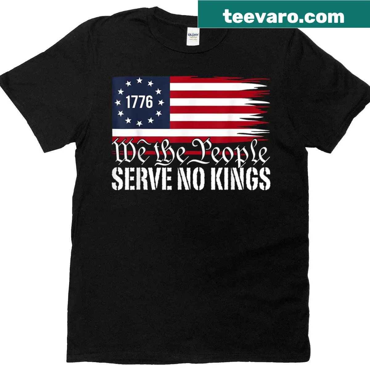 Bold T-shirt with We The People Serve No Kings text — on a men's t-shirt
