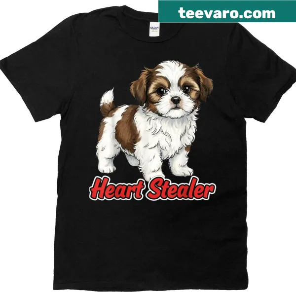 Charming t-shirt featuring an adventure-themed puppy illustration