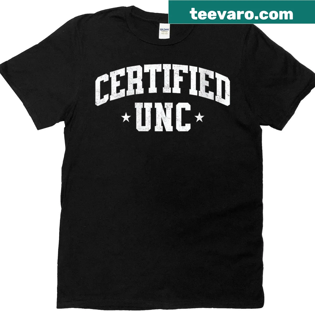 Womens Certified Unc T-shirt with professional graphic — on a men's t-shirt