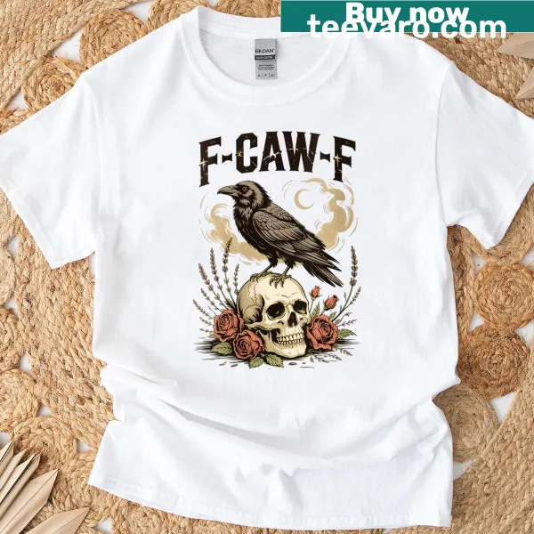 Gothic design featuring a raven, crescent moon, skull, and rose
